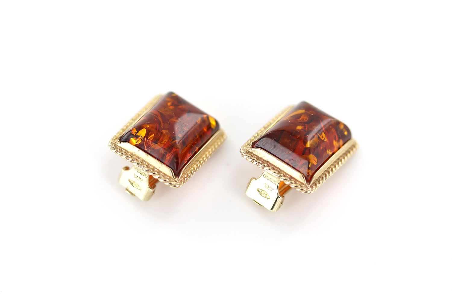 ITALIAN HANDMADE German BALTIC AMBER CLIP-ON EARRINGS 9ct GOLD-GCL0014 RRP£895!!! - Image 8
