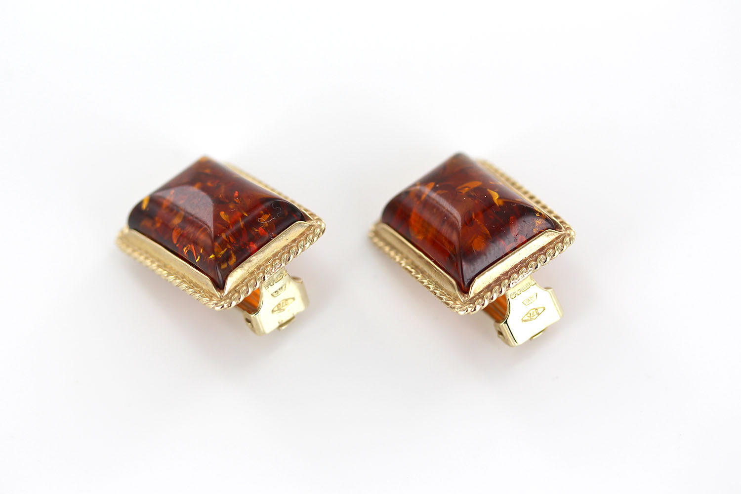 ITALIAN HANDMADE German BALTIC AMBER CLIP-ON EARRINGS 9ct GOLD-GCL0014 RRP£895!!! - Image 9