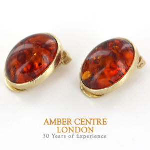 Italian Handmade German Baltic Amber Clip-On Earrings, 9 Ct Gold-GCl0015 RRP£895!!!