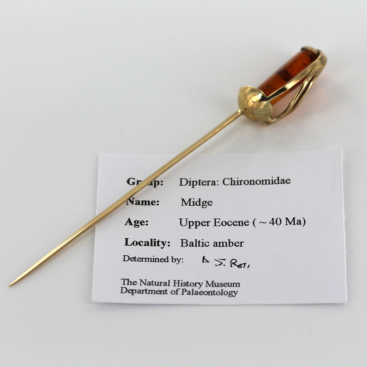 Italian Made Unique German Baltic Amber Pin "Sword" With Insect In 9ct Gold-GB0028 RRP£1700!!! - Image 9