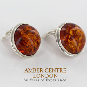 Large Clip on Earrings German Elegant Baltic Amber 925 Silver Handmade CL024 RRP£165!!!