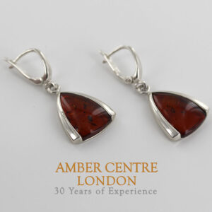 GERMAN BALTIC AMBER HANDMADE MODERN EARRINGS 925 SILVER E0030 RRP£95!!!
