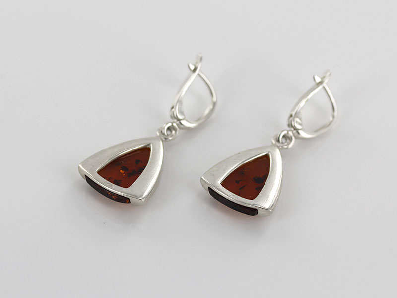 GERMAN BALTIC AMBER HANDMADE MODERN EARRINGS 925 SILVER E0030 RRP£95!!! - Image 5