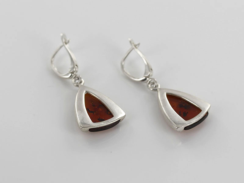 GERMAN BALTIC AMBER HANDMADE MODERN EARRINGS 925 SILVER E0030 RRP£95!!! - Image 6