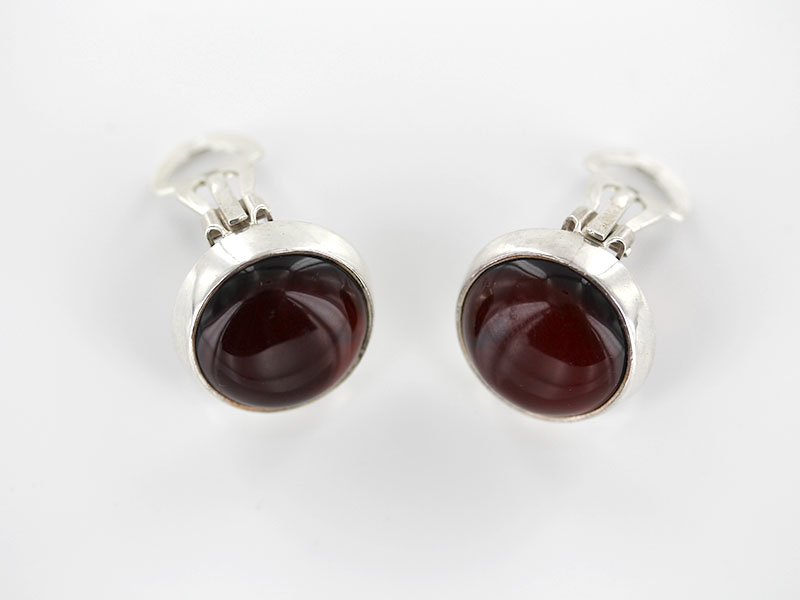 Italian Made Baltic Dark Cherry German Amber Clip on Earrings 925 Silver Handmade CL028 RRP£145!!! - Image 6