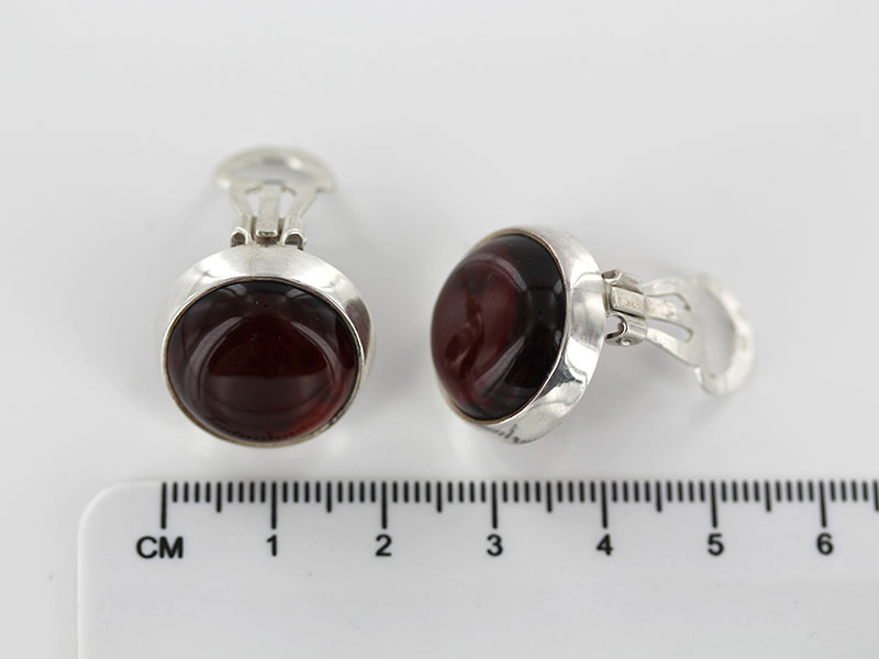 Italian Made Baltic Dark Cherry German Amber Clip on Earrings 925 Silver Handmade CL028 RRP£145!!! - Image 7