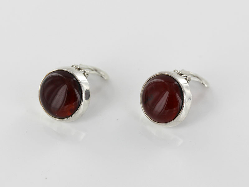 Italian Made Baltic Dark Cherry German Amber Clip on Earrings 925 Silver Handmade CL028 RRP£145!!! - Image 8