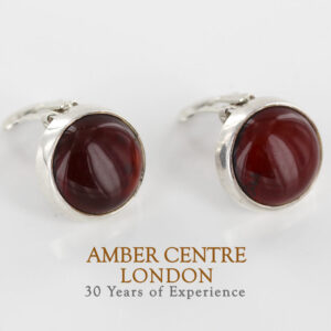 Italian Made Baltic Dark Cherry German Amber Clip on Earrings 925 Silver Handmade CL028 RRP£145!!!