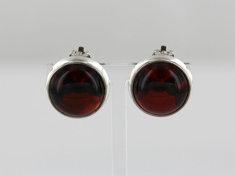 Italian Made Baltic Dark Cherry German Amber Clip on Earrings 925 Silver Handmade CL028 RRP£145!!! - Image 4