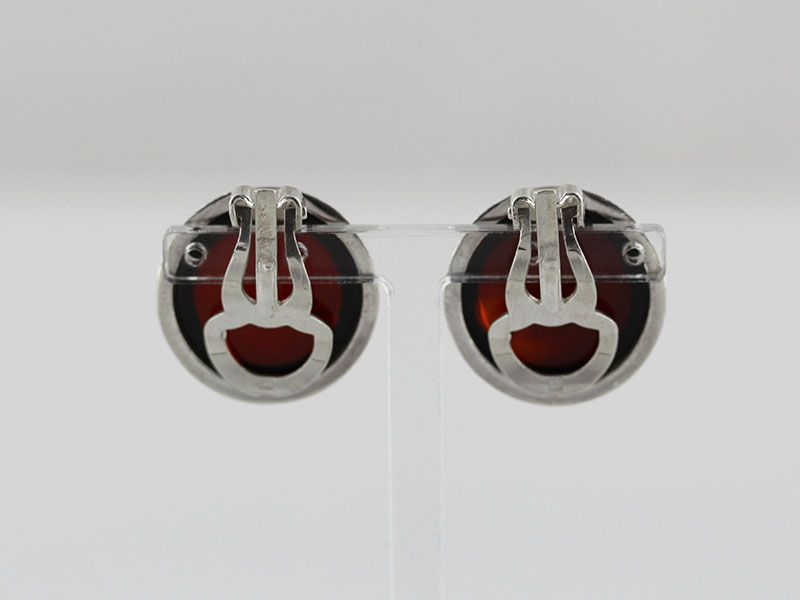 Italian Made Baltic Dark Cherry German Amber Clip on Earrings 925 Silver Handmade CL028 RRP£145!!! - Image 5