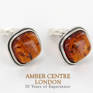 Clip on Earrings Elegant German Baltic Amber 925 Silver Handmade CL029 RRP£125!!!