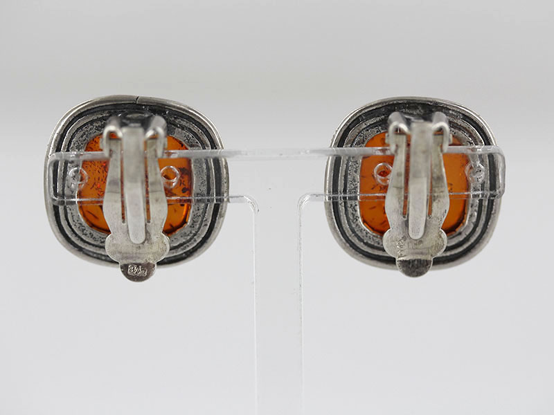 Clip on Earrings Elegant German Baltic Amber 925 Silver Handmade CL029 RRP£125!!! - Image 8