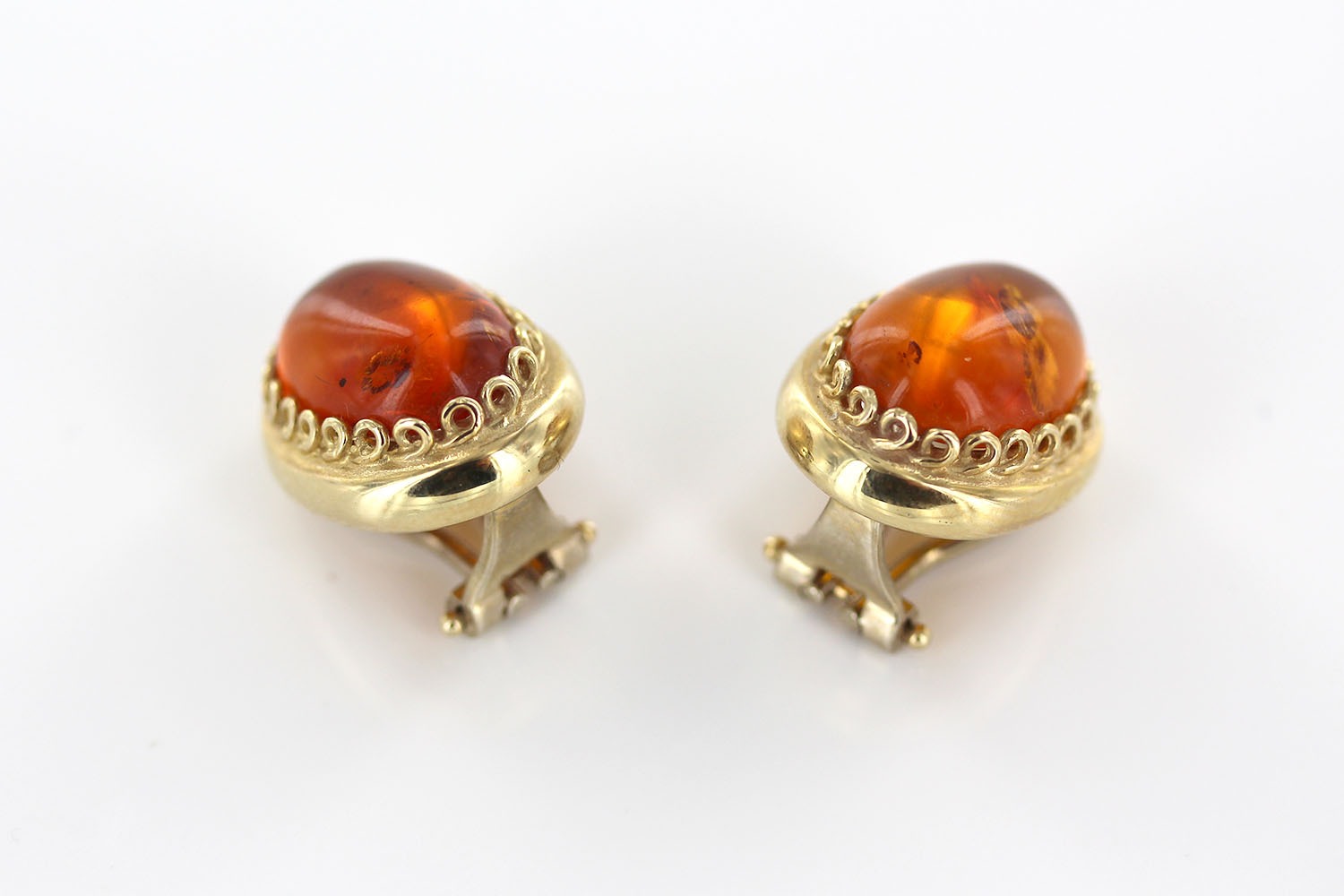 Italian Handmade Unique German Baltic Amber Clip-On Earrings In 14 Ct Solid Gold GCL0011 RRP£1400!!! - Image 12