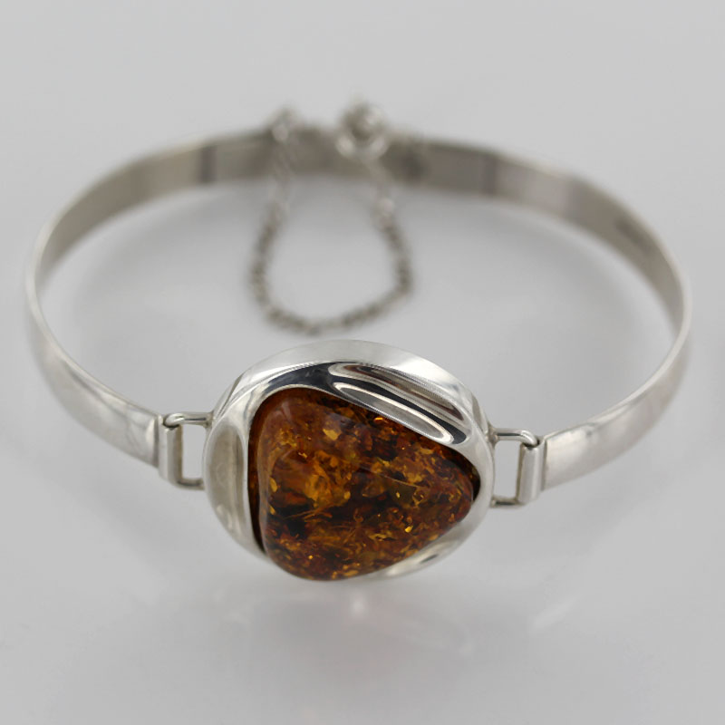 German Honey Baltic Amber Handmade Bangle Solid 925 Sterling Silver - BAN046 - RRP£375!!! - Image 6