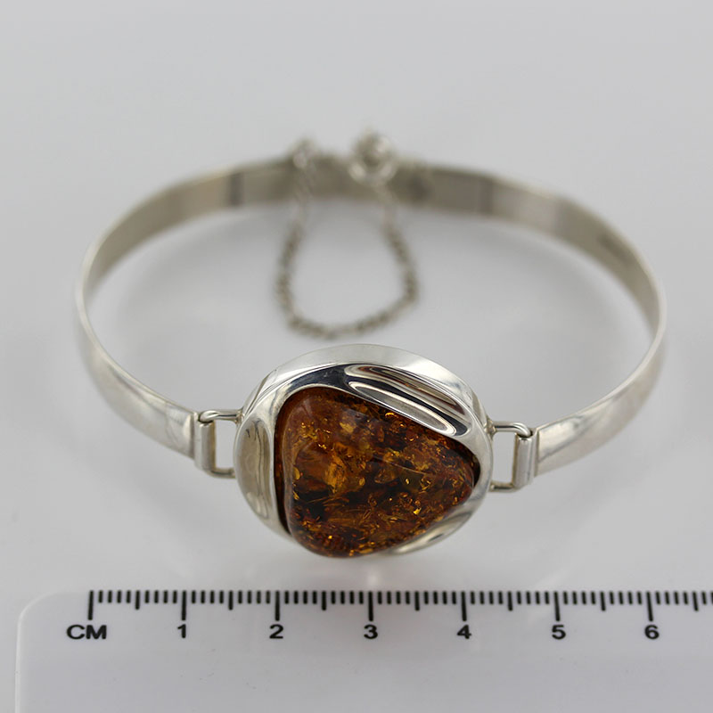 German Honey Baltic Amber Handmade Bangle Solid 925 Sterling Silver - BAN046 - RRP£375!!! - Image 7