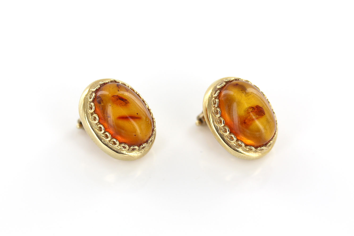 Italian Handmade Unique German Baltic Amber Clip-On Earrings In 14 Ct Solid Gold GCL0011 RRP£1400!!! - Image 9
