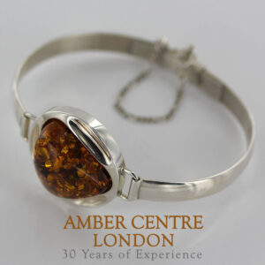German Honey Baltic Amber Handmade Bangle Solid 925 Sterling Silver - BAN046 - RRP£375!!!