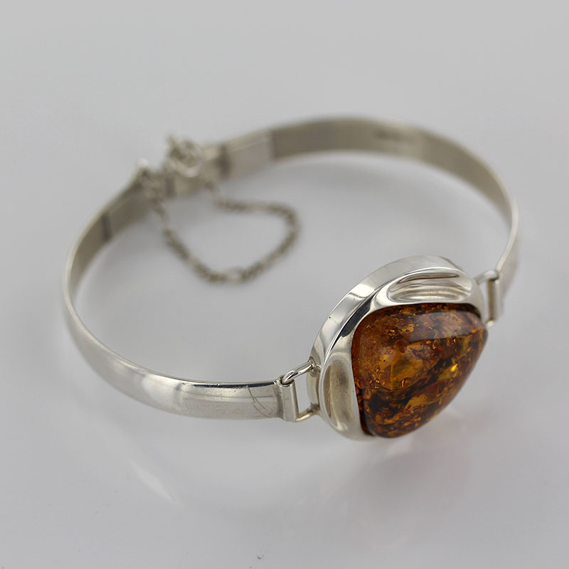 German Honey Baltic Amber Handmade Bangle Solid 925 Sterling Silver - BAN046 - RRP£375!!! - Image 8