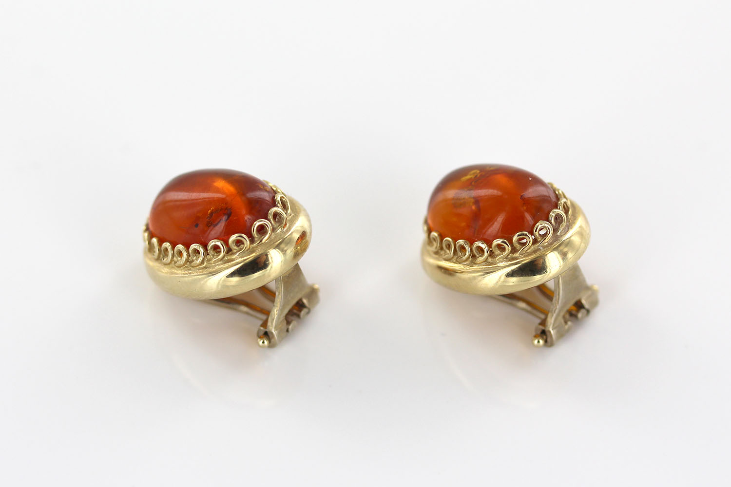 Italian Handmade Unique German Baltic Amber Clip-On Earrings In 14 Ct Solid Gold GCL0011 RRP£1400!!! - Image 7