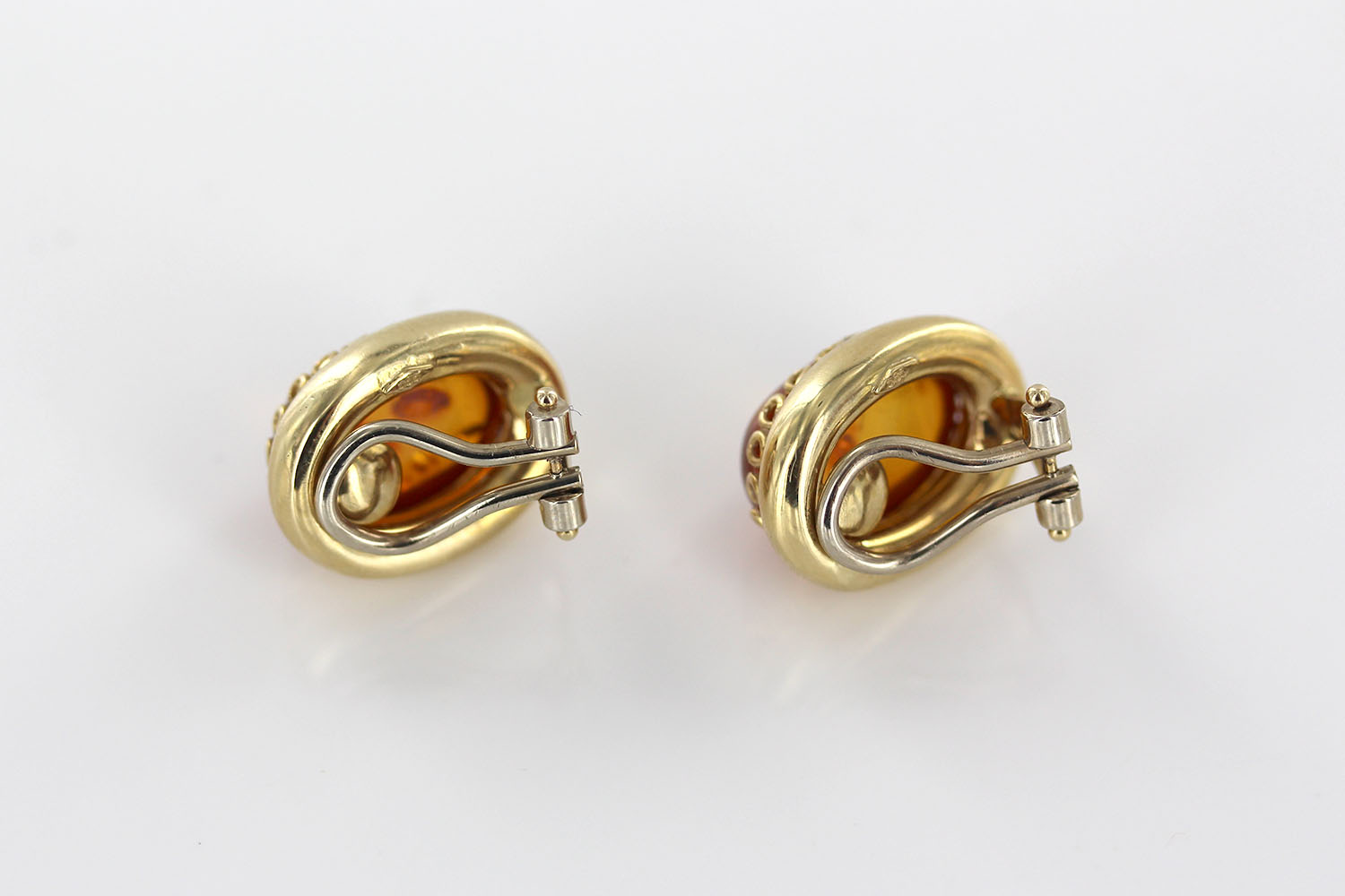 Italian Handmade Unique German Baltic Amber Clip-On Earrings In 14 Ct Solid Gold GCL0011 RRP£1400!!! - Image 4