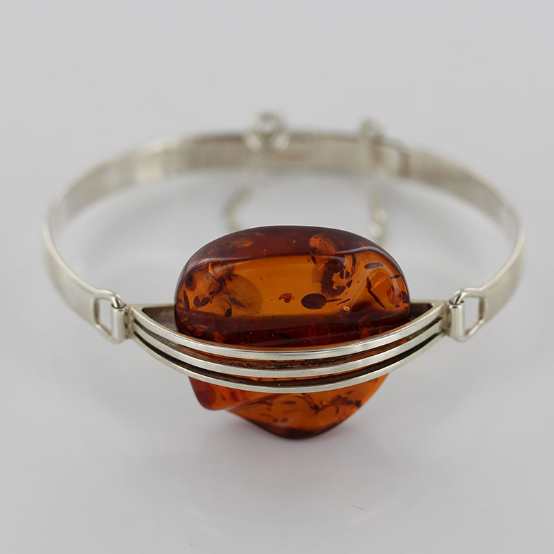 German Baltic Amber Handmade Bangle Solid 925 Sterling Silver - BAN049 - RRP£375!!! - Image 3