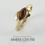 Italian Handmade Elegant German Baltic Amber Ring in 9ct solid Gold GR0216 RRP£395!!! M(53), O(55)