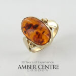 Italian Made Elegant German Baltic Amber Ring in 9ct solid Gold GR0232 RRP£595!!! K(50)