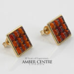 ITALIAN MADE GERMAN BALTIC AMBER STUD EARRINGS IN 9CT GOLD GS0124 RRP£425!!!