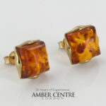 Italian Made Exquisite German Baltic Amber Studs In 9ct solid Gold GS0131 RRP£495!!!
