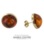 Italian Made Large German Baltic Amber Stud Earrings In 9ct Solid Gold GS0057 RRP£595!!!