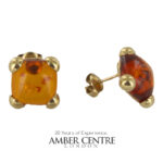 Italian Handmade Unique German Baltic Amber Studs 9ct Solid Gold GS0065 RRP£395!!!