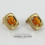 Italian Made Unique German Baltic Amber 9ct Solid Gold Stud Earring GS0069 RRP£595!!!