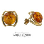 Italian Made Large Unique German Baltic Amber Stud Earrings 9ct Solid Gold GS0070 RRP£595!!!