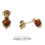 Italian Made Unique German Amber Stud Earrings In 9ct Solid Gold GS0075 RRP£245!!!