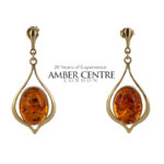 Italian Handmade Unique Large Drop Earrings Elegant German Baltic Amber in 9ct Gold  GE0052 RRP£795!!!