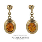 Italian Handmade Unique German Baltic Amber in 9ct Gold Drop Earrings GE0053 RRP£495!!!