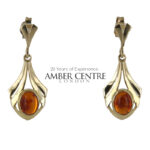 Italian Handmade Unique German Baltic Amber in 9ct Gold Drop Earrings GE0058 RRP£495!!!