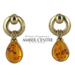 Italian Handmade Unique Large Earrings German Baltic Amber in 9ct solid Gold Drop GE0062 RRP£995!!!