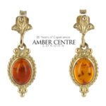 Italian Handmade Unique German Baltic Amber in 9ct Gold Drop Earrings GE0064 RRP£395!!!