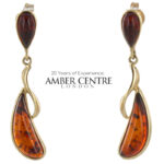 Italian Handmade Unique German Baltic Amber in 9ct Gold Drop Earrings GE0075 RRP£395!!!