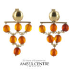 Italian Handmade Unique German Baltic Amber in 9ct Gold Drop Earrings GE0079 RRP£275!!!