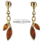 Italian Handmade Unique German Baltic Amber in 9ct Gold Drop Earrings GE0081 RRP£325!!!