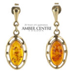 Italian Made German Baltic Amber Drop Earrings in 9ct Solid Gold GE0007 RRP£495!!!