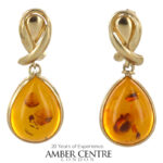 Italian Made Unique German Baltic Amber in 9ct Gold Drop Earrings GE0009 RRP£495!!!