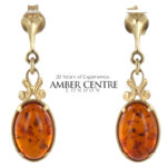 Italian Handmade German Baltic Amber in 9ct Gold Drop Earrings GE0023 RRP£295!!!