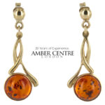 Italian Made Elegant German Baltic Amber in 9ct Gold Drop Earrings GE0025 RRP£395!!!