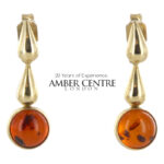 Italian Made Unique German Baltic Amber in 9ct Gold Drop Earrings GE0027 RRP£295!!!