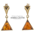 Italian Handmade Unique German Baltic Amber in 9ct Gold Drop Earrings GE0030 RRP£295!!!