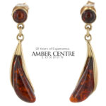 Italian Made Unique German Baltic Amber in 9ct Gold Drop Earrings GE0093 RRP£395!!!