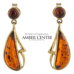 Italian Made Unique German Baltic Amber in 9ct Gold Drop Earrings GE0095 RRP£325!!!